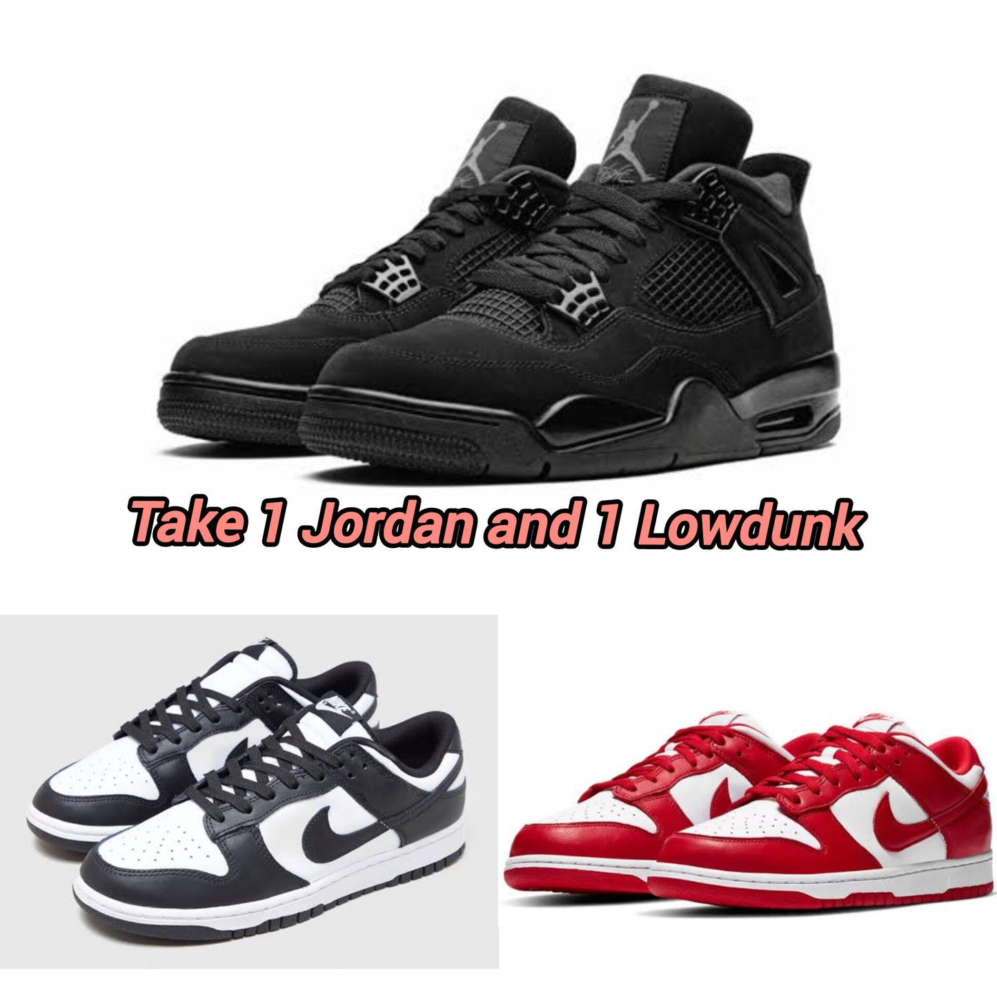 JORDAN BLACK +LOWDUNK BLACK/RED