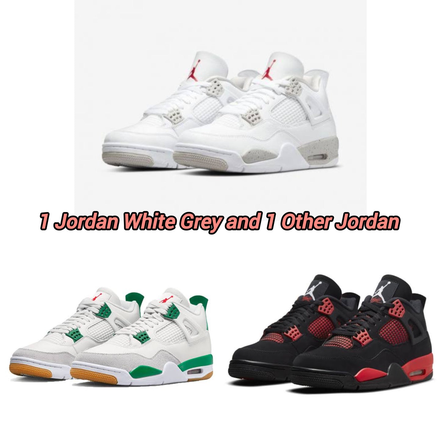 JORDAN WHITE + JORDAN SB/JORDAN RED BLACK